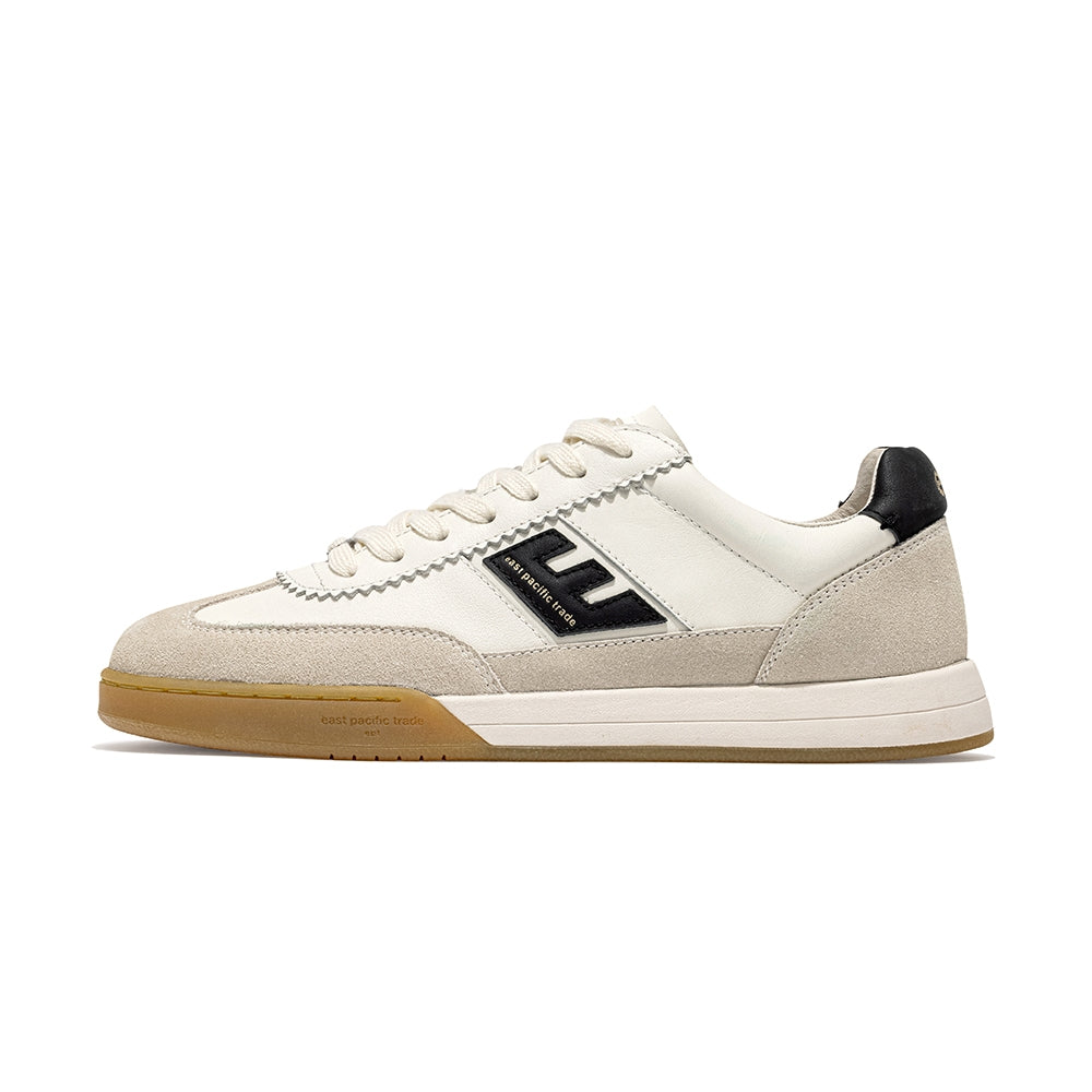 DIEGO SP Off White Black leather and suede soccer-inspired sneaker