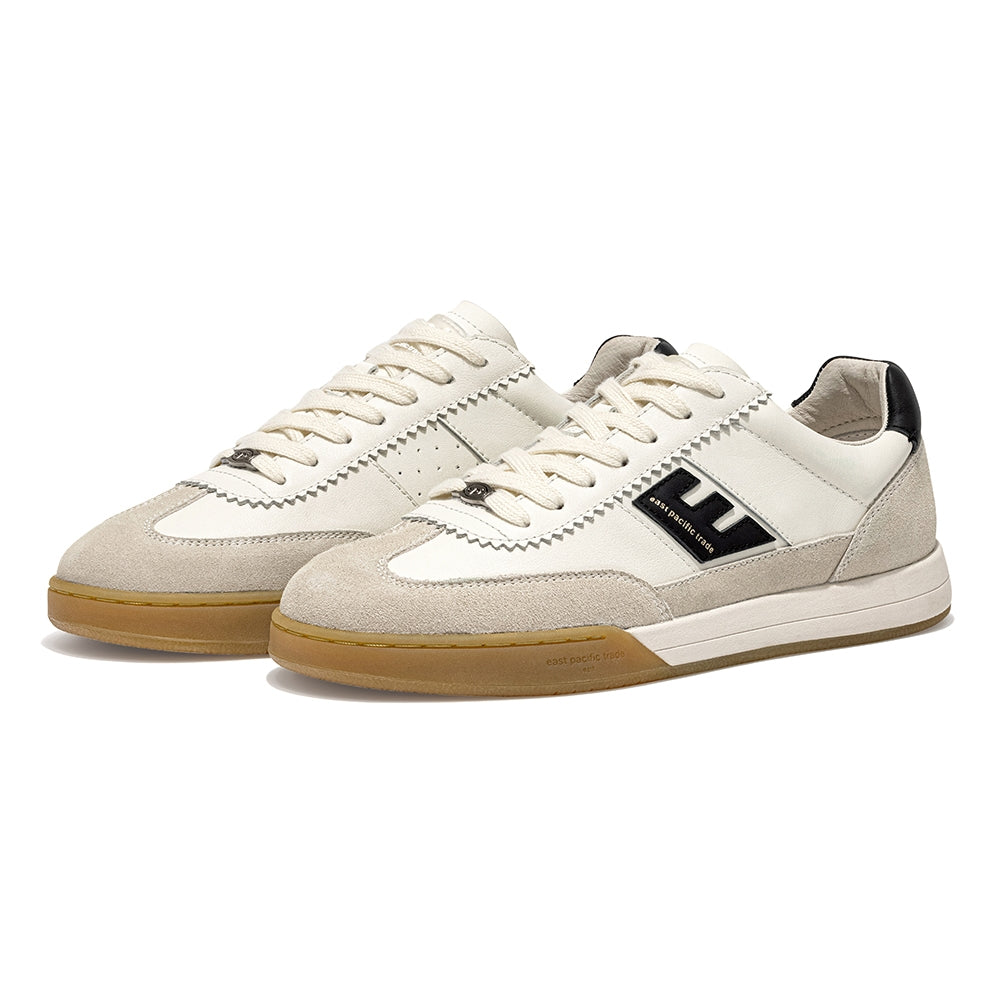 Side view of DIEGO SP Off White Black low top trainer