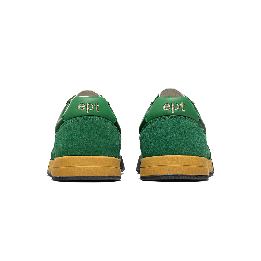 Close-up of green suede overlays on DIEGO SP sneaker