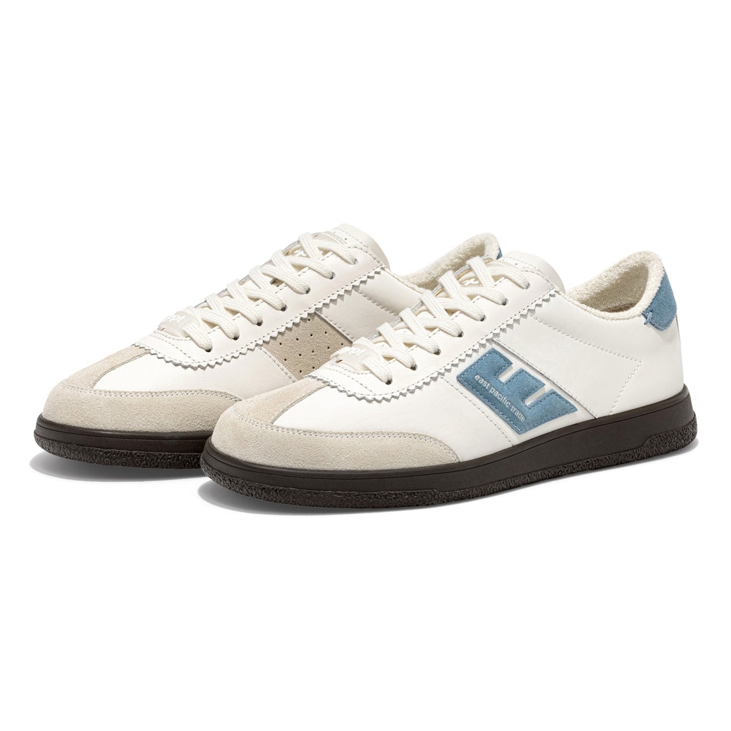 SANTOS sneakers in off white, grey, and blue – side view