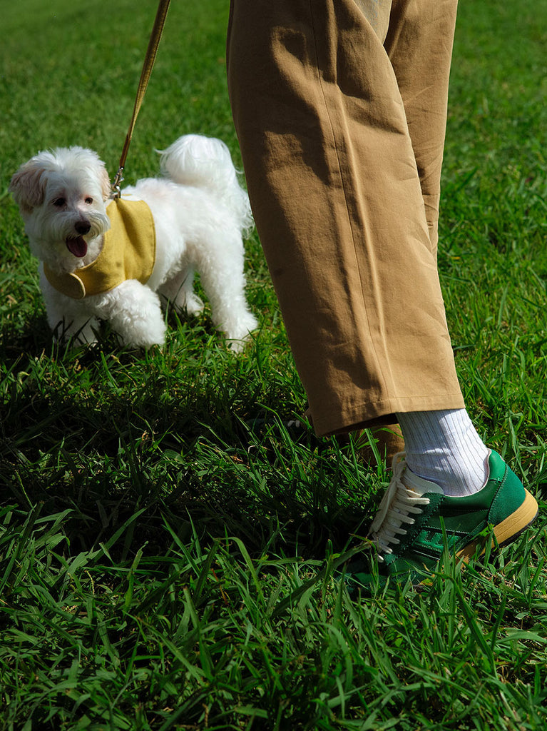 DIEGO SP Green D. Green leather and suede soccer-inspired sneaker