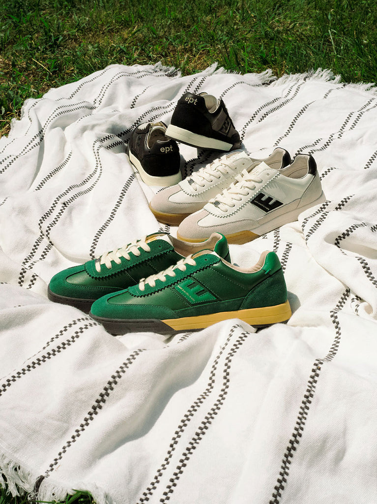 DIEGO SP Green D. Green leather and suede soccer-inspired sneaker